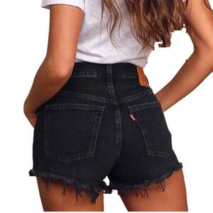 LEVIS 501 premium Black Cut Off Shorts, distressed. Women’s size 27